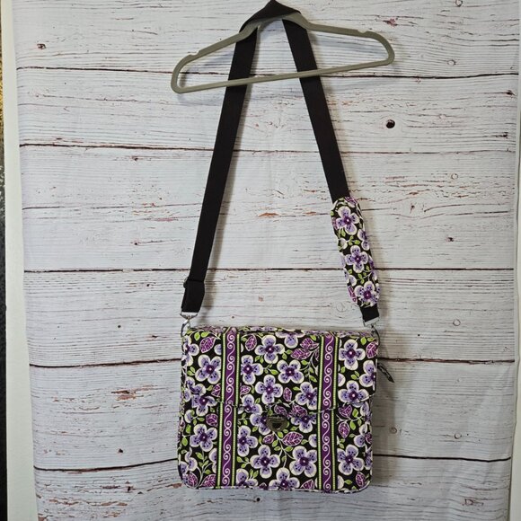 #258 Vera Bradley Computer Crossbody Bag – Retired Plum Petal Pattern – Like New - Picture 2 of 15